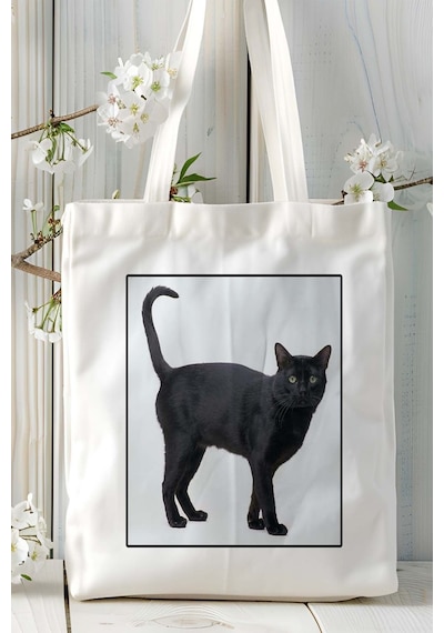 Art Hediye Bombay Kedisi Kedi Baskılı Omuz Çanta Kişiye Özel Model 4 Çok Renkli