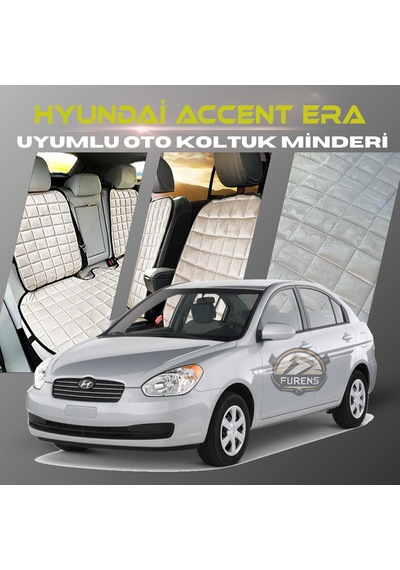 Hyundai Accent Era Bej Tay Tüyü Cepli & Terletmez Sırtlı Oto Koltuk Minder Seti - Koruma Kılıfı  Ön & Arka Set