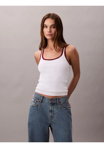 Calvin Klein Ctn Rıb Tank Wıth Beyaz Kadın Atlet