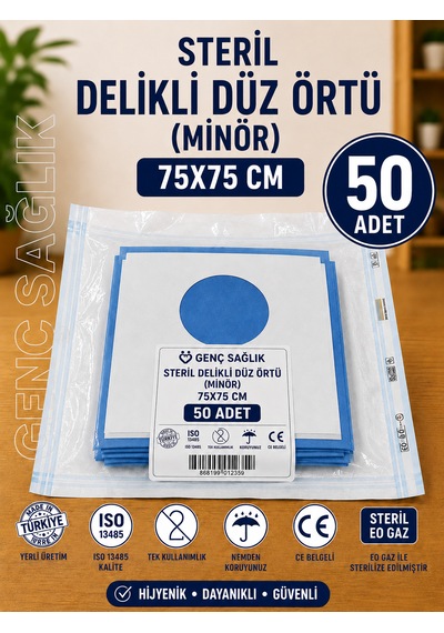 Steril Delikli Düz Örtü 75 75cm 50'li