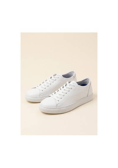 Bafaş Ayakkabı 035044 Beyaz Hakiki Dana Derisi Bağcıklı Erkek Sneaker