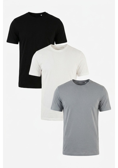 Buratti Pamuklu Regular Fit Bisiklet Yaka 3'lü Paket T Shirt Erkek T Shirt 59020204s3 Siyah-açık Gri-ekru