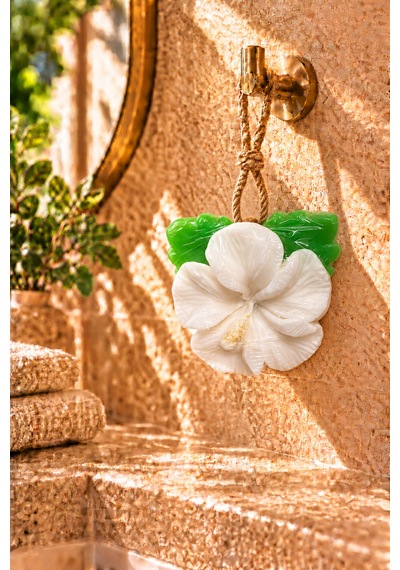 Dekoratif Kokulu Sabun & Peeling Etkili Asılabilir Dekoratif Banyo Sabunu & Beyaz Çin Gülü Şekilli Katı Sabun 10x10 Cm - 938305005 Diğer
