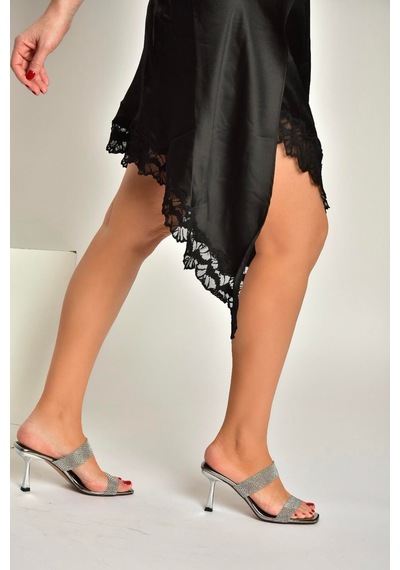 Fox Shoes Y820013834 Platin Ayna İnce Topuklu Kadın Ayakkabı Platin