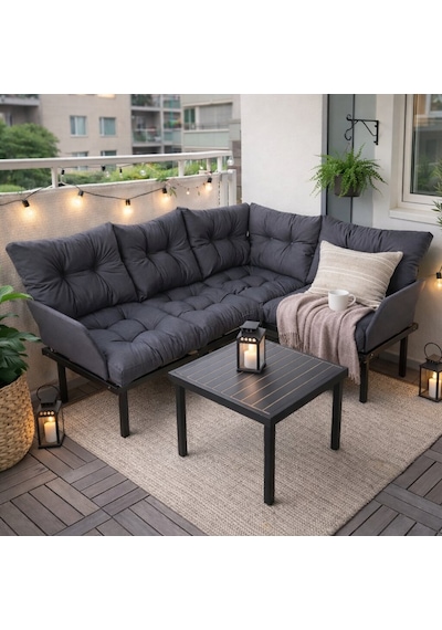 Bahçe Köşe Takımı Balkon Ve Cafe Modüler Metal Köşe Koltuk Takımı Sehpalı Füme 1634 Füme Bahçe Köşe Takımı Balkon Ve Cafe Modüler Metal Köşe Koltuk Takımı Sehpalı Füme 1634 Füme