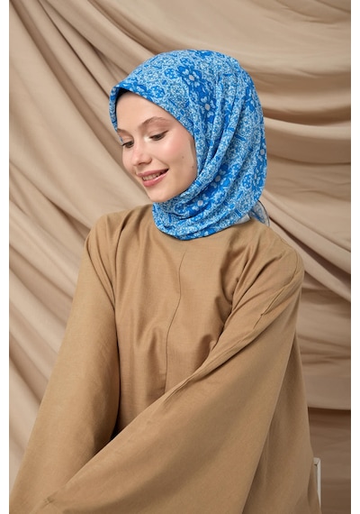 Silk Home Soft Eşarp 73093-08 Bebe Mavi, Mavi, Beyaz, Gümüş