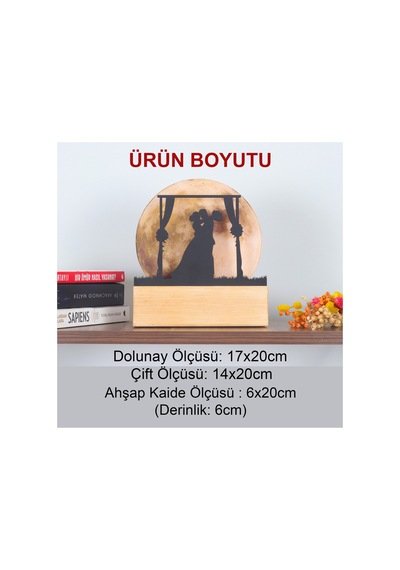 Led Işıklı Pleksi Dolunay Kişiselleştirilebilir Biblo Mariage Sarılan Gelin Damat Anahtar Askılı Sarı - 737336431 Sarı