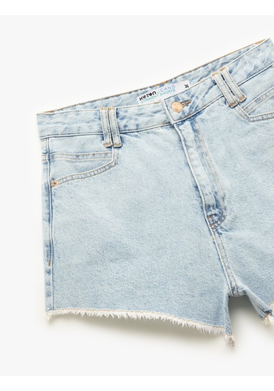 Koton Yüksek Bel Rahat Kalıp Düğmeli Cepli Pis Paça Denim Şort Açık İndigo 5sal40072md Açık İndigo Koton Yüksek Bel Rahat Kalıp Düğmeli Cepli Pis Paça Denim Şort Açık İndigo 5sal40072md Açık İndigo