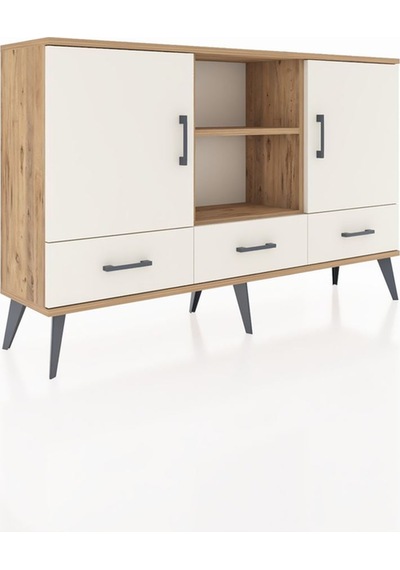 Arges Konsol 6 Raflı 3 Çekmeceli 3 Kapaklı 132x30x83 Çam-aytaşı/aytaşı Aytaşı/aytaşı