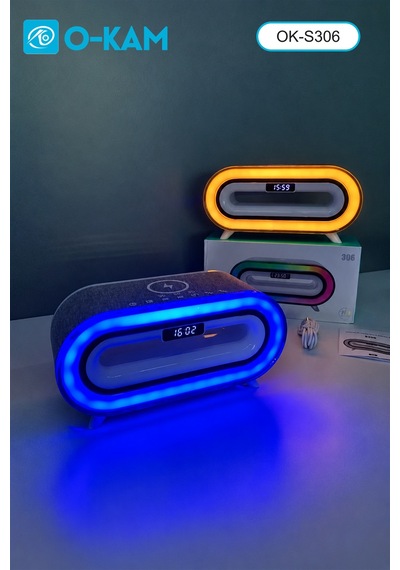 O-kam Ok-s306 Bluetooth Rgb Saatli Kablosuz Şarjlı Hoparlör