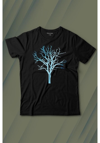 Kendim Seçtim Nature Hayat Ağacı Kuru Ağaç Silüeti Baskılı Tişört Çocuk T-shirt 001