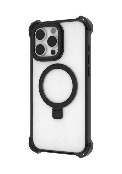 Apple Uyumlu iPhone 16 Pro Kılıf Magsafe Şarj Özellikli Raptic Dual Serisi Şeffaf Standlı Kapak Siyah