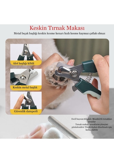 Interstech Kedi Köpek Sağlık Bakım Seti Tarak Makas Fırça Kase