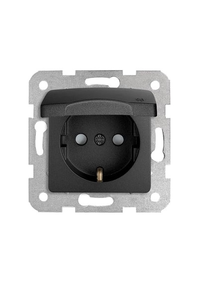 Viko Linnera Life Gece Siyahı Kapaklı Topraklı Priz Çarpma Karşıtı Mekanizma Ve Kapak