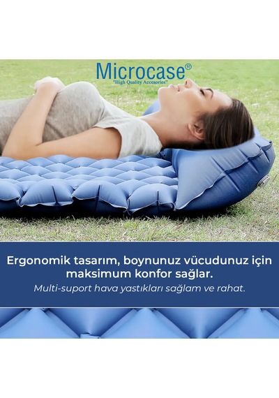 Pompasız Şişebilen Tek Kişilik Şişme Outdoor Kamp Yatağı Al4525 Mavi