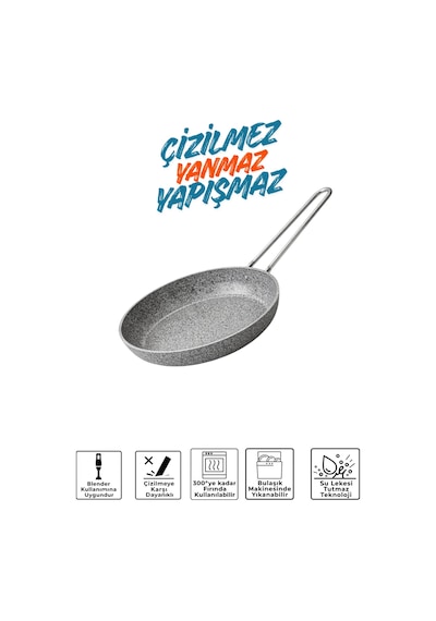 Stone-h 24 Cm Çizilmez Yanmaz Yapışmaz Tava Gri