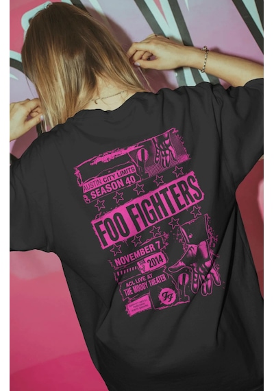 Sevbano Foo Fighters Rock Metal Müzik Grubu Baskılı Unisex Oversize Premi Siyah