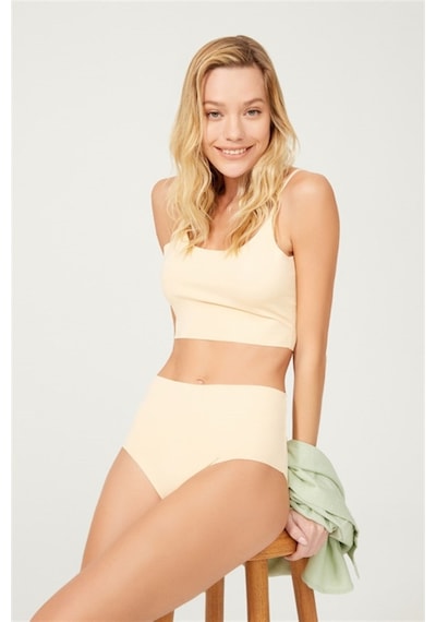 Cottonhill Yüksek Bel Basic Lazer Kesim Bikini Külot 3'Lü Paket - 3-Çok Renkli-M Çok Renkli