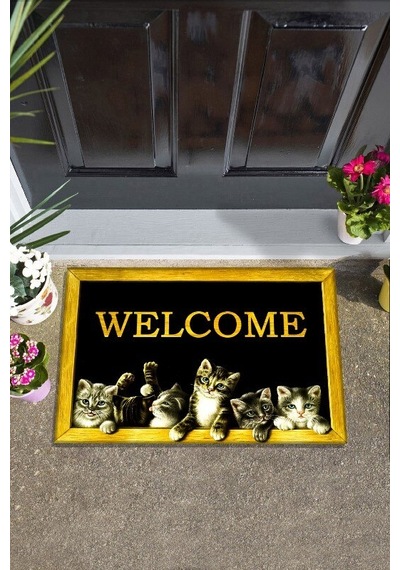 Pvc Schwarze Katzen Özel Tasarım Iç Ve Dış Kapı Önü Paspası
