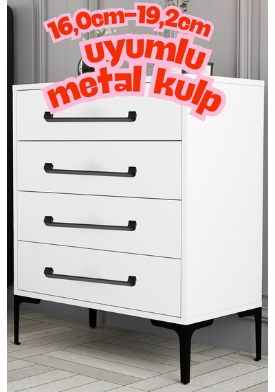 Radius Siyah Metal Mobilya Kulpu 160 Mm 16,0 Cm Uyumlu Modern Mutfak Dolabı Çekmece Kulbu 16,0 19,2 Siyah Siyah