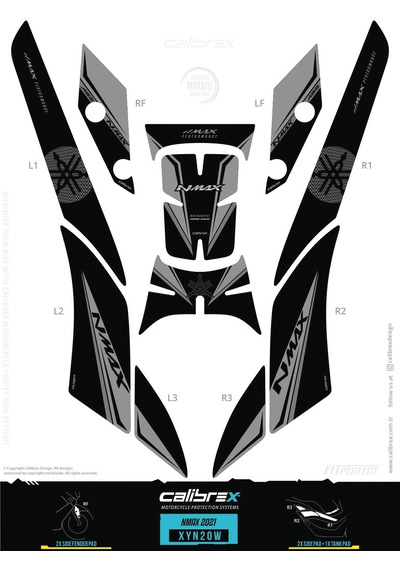 Yamaha Nmax 2021 Sonrası Tank Pad Seti Gri