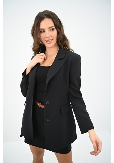 Koza Butik Kadın Kemer Detaylı Etek Ceket Takım 0122-25 Çok Renkli