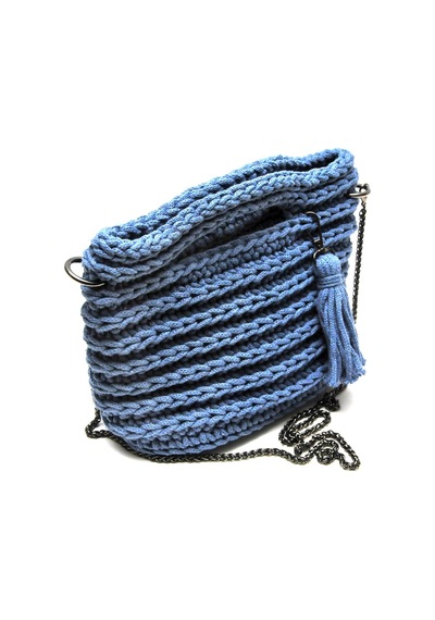 Handmade Makrome İp Tasarım Kadın Çanta Mavi