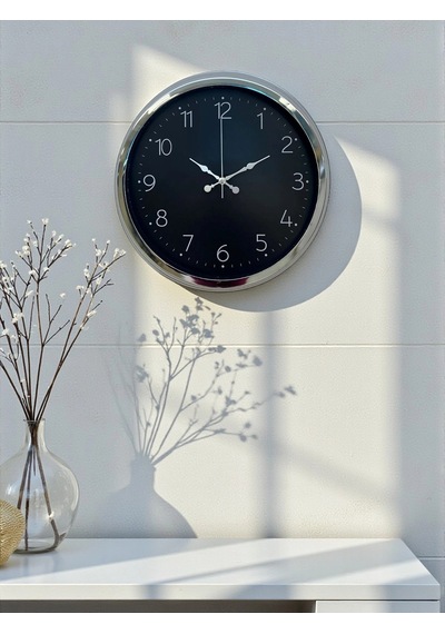 Zentime Dekoratif Ve Şık 40 Cm Krom Metal Duvar Saati Çok Renkli