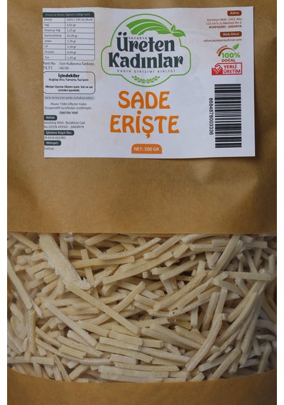 Sade Erişte Ev Yapımı Geleneksel Köy Eriştesi 500 G
