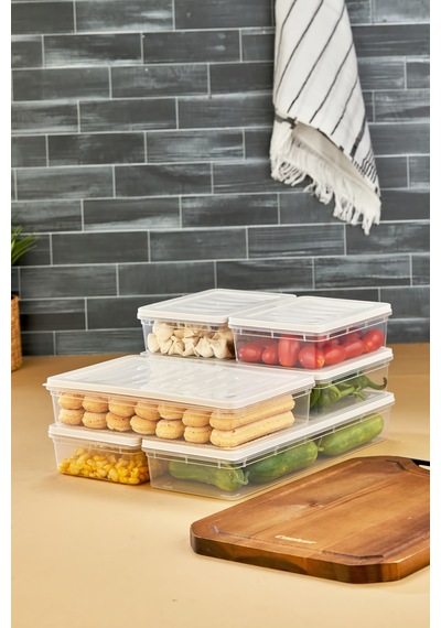 Multi Box 6 Parça 3 Farklı Boy Saklama Kabı Seti - Dondurucu & Mikrodalga Uyumlu Krem