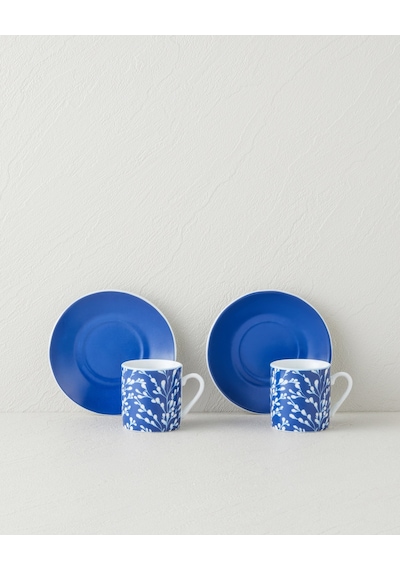 English Home Fawn Porselen 4 Parça 2 Kişilik Kahve Fincan Takımı 80 Ml Koyu Mavi Mavi
