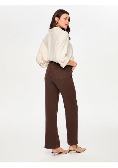 Faik Sönmez Wide Leg Fit Likralı Jean Pantolon S26jpn015 Us26jpn01583 Koyu Kahve