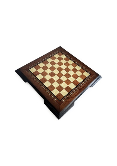 Flat Ayaklı Ahşap Satranç Tablası Küçük Gül 35x35cm