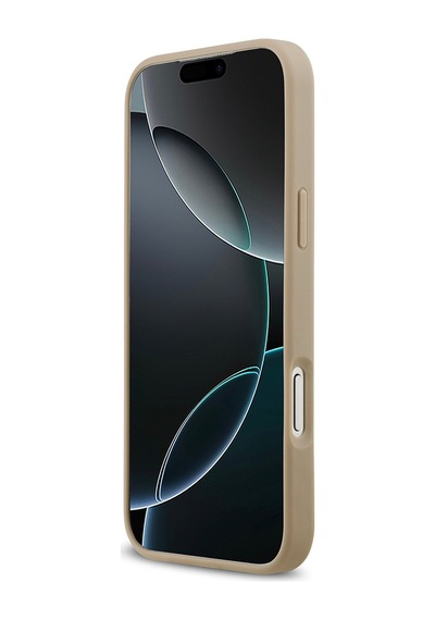 Apple Uyumlu iPhone 17 Pro Max Kılıf Lacoste Lisanslı M-safeli Pu Pike Desenli Metal Logo Kartlıklı Kapak Bej Bej
