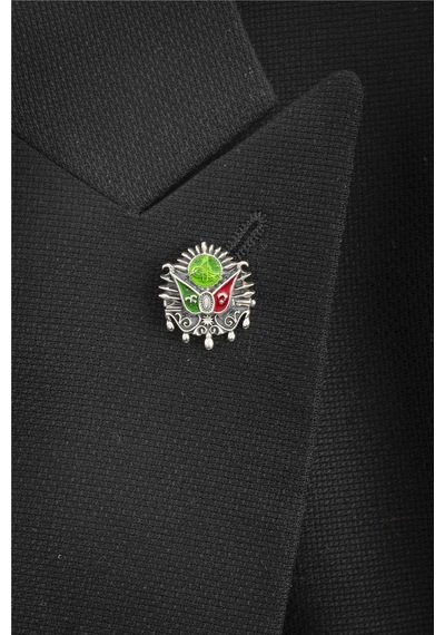 Mineli Osmanlı Devlet Arması Gümüş Rozet -8478 Gümüş