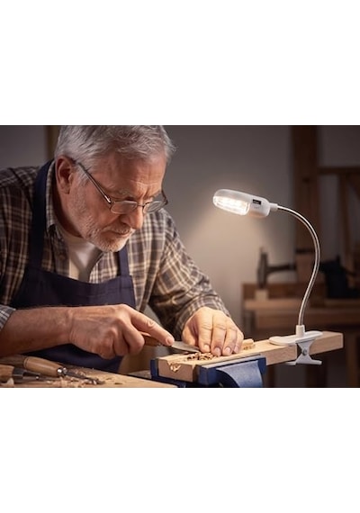 Mandallı Led Kitap Okuma Lambası Esnek Yaylı Boyun, Pilli, Klipsli Tasarım Kitap, Masa, Yatak Başı İçin Okuma Işığı