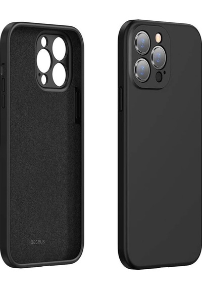 Hepsi Baseus Liquid iPhone Uyumlu 13 Pro Max Kılıf Kamera Korumalı İçi Kadife Silikon Kılıf- 5775 Najmaddin Mavi