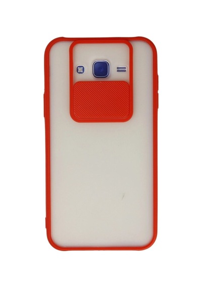 Samsung Galaxy Uyumlu - J7 Kılıf Palm Buzlu Kamera Sürgülü Silikon - Kırmızı Çok Renkli