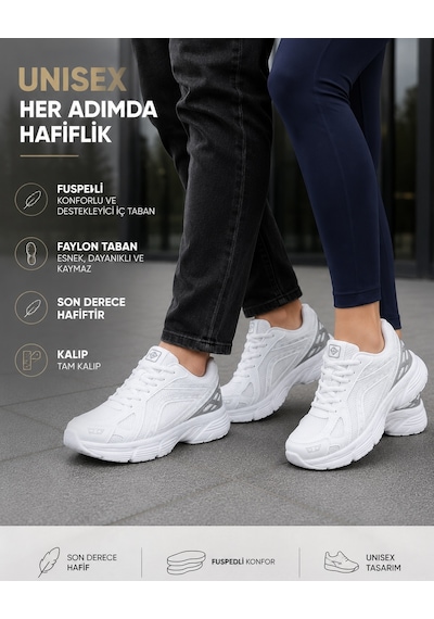 Homiro Unisex Rahat Günlük Spor Ayakkabı Yazlık Hafif Fileli Beyaz - Mavi
