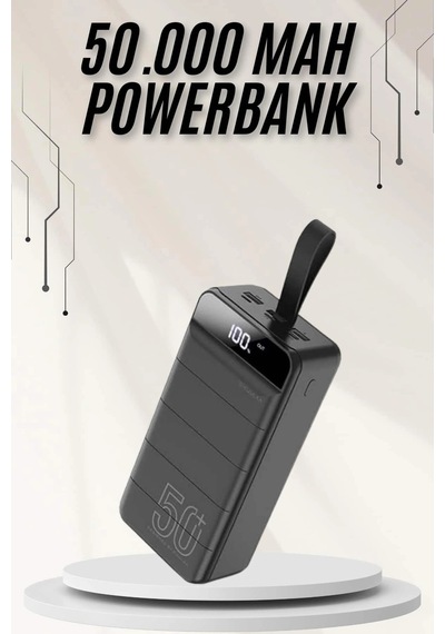 Hubrendy Tekno Powerbank Çoklu Şarj Girişi 50.000 Mah Taşınabilir Dijital Göstergeli Diğer