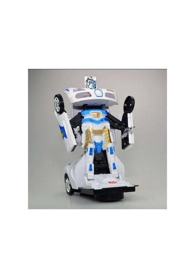 Transformers Robota Dönüşen Işıklı, Sesli, Sensörlü Oyuncak Polis Arabası Ferrari Model Beyaz