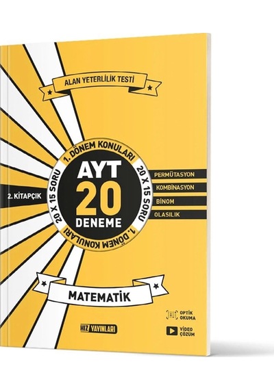 Hız Yayınları Ayt Matematik 20'li İlk Dönem Deneme 2 Kitap Permütasyon Kombinasyon