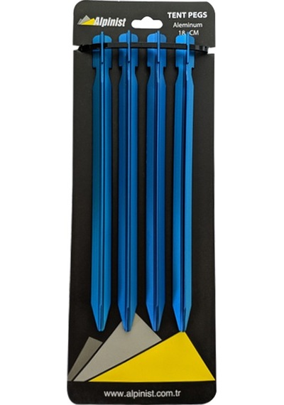Alpinist Alüminyum 6061 Çadır Kazığı 18 CM Mavi 4'lü Mavi