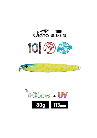 Jig, Zoka, Suni Yem, Uv Metal Jig, 80gr 11cm Jıgto Tide 80