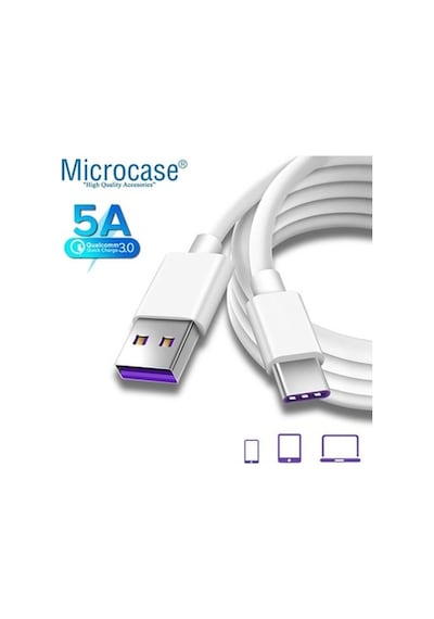 Microcase Type-C 5A Hızlı Şarj Ve Data Usb Kablosu Beyaz - Al2713