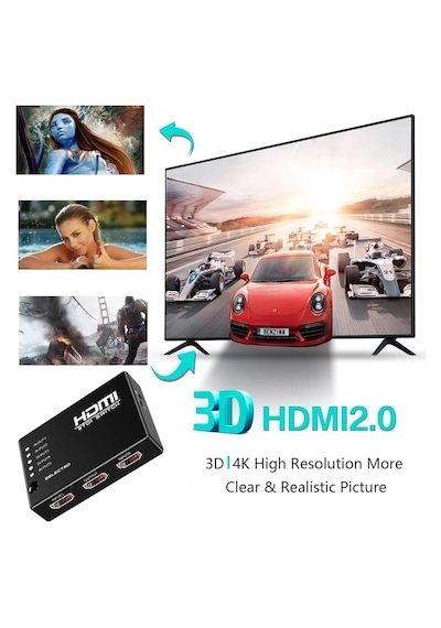 Cr54 5 Girişli 1 Çıkışlı 4k Ultra Hd Uzaktan Kumandalı Hdmı Switch Çoğaltıcı Otomatik Geçişli Çoklu Hdmı Dağıtıcı