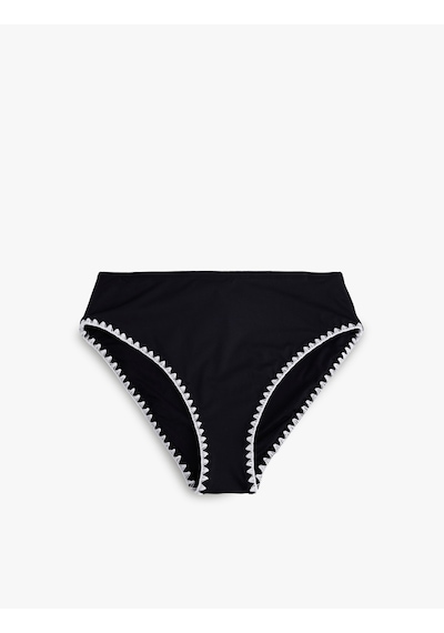 Koton Yüksek Bel Kroşe Detaylı Bikini Altı Siyah 5sak00059mm Siyah