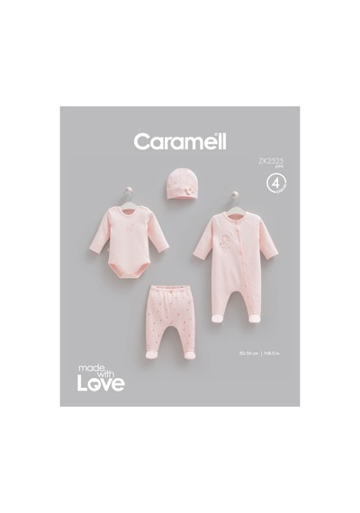 Altıntaş Baby Caramell Özel Kutusunda Love Bunny Tulumlu 4'lü Set Zk2525 Pembe Pembe