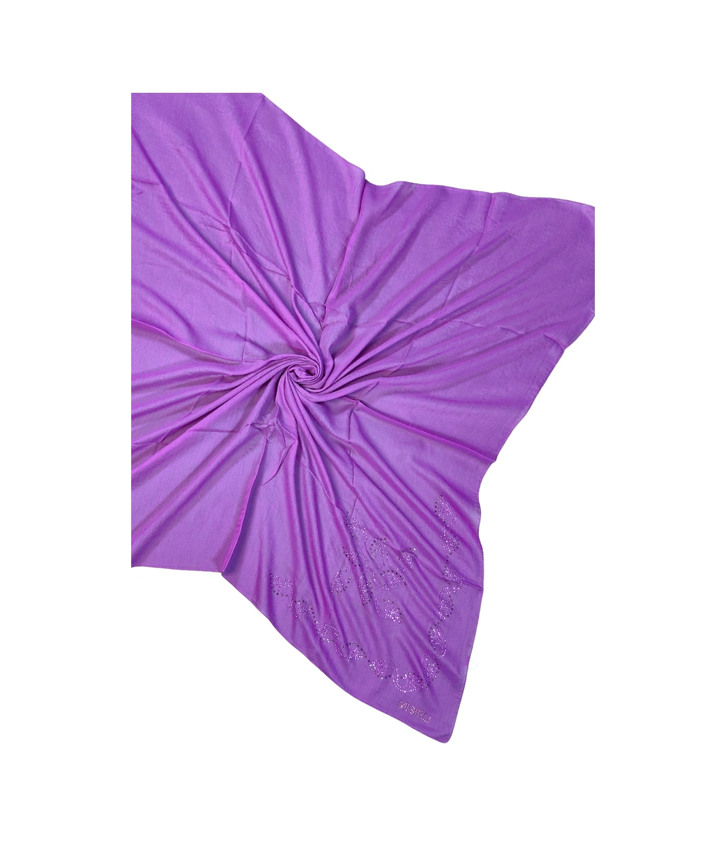 Mim Eşarp Mısırlı Eşarpları Taşlı Pamuklu Yazma Eşarp - 100x100 Cm Mor