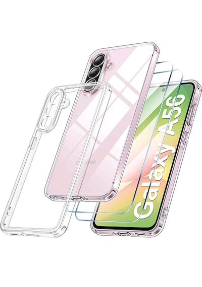 Samsung Galaxy Uyumlu A56 5G Şeffaf Kılıf + Cam Ekran Koruyucu (1 Cam 1 KILIF)